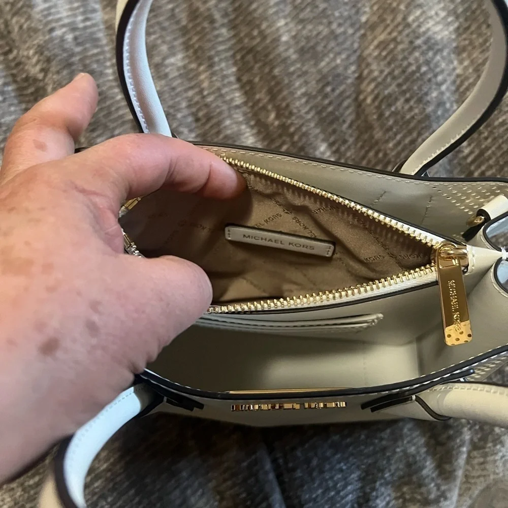 Michael Kors Mercer Medium White Leather Perforated Women's Bag